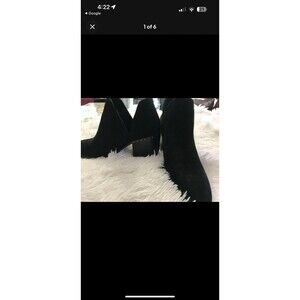 VINCE CAMUTO PETRAN SUEDE BOOTIE BLACK SUEDE STUDDED BLOCK HEEL 9/39